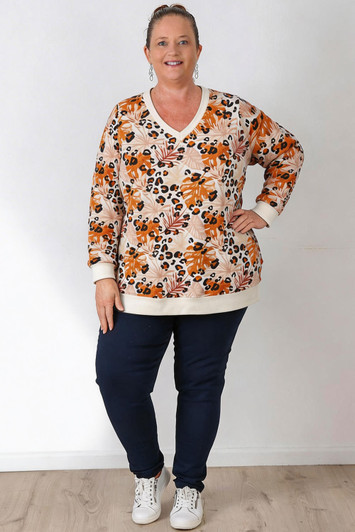 Plus Size Leopard Jungle Sweater Top