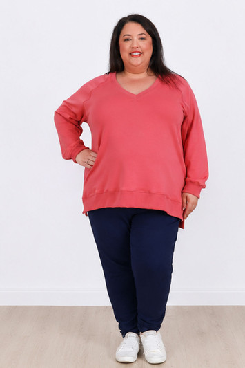 ***2nds Deep V Neck Pink Sweater Top