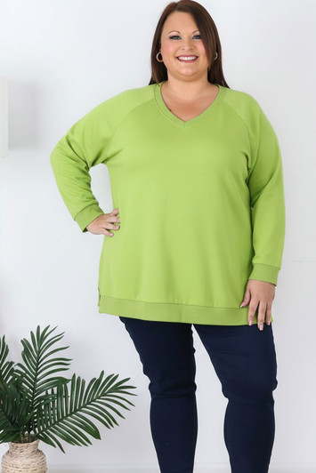 Plus Size Super Soft Apple Green Sweater Top