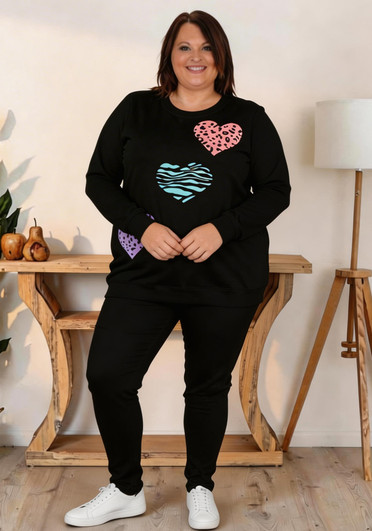 Black Knit Jumper With Hearts