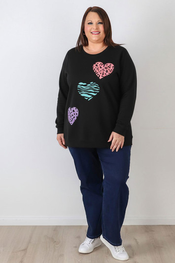 plus size black heart jumper 