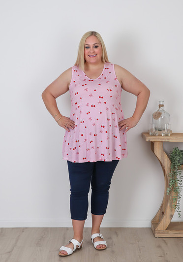 Plus Size Swing Tank In Cherries And Bows