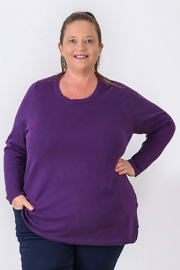 Plus Size Long Sleeve Top In Purple