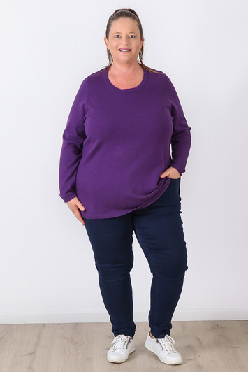 Plus Size Long Sleeve Top In Purple