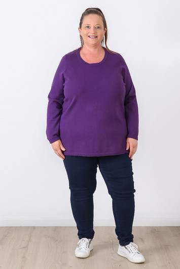 Plus Size Long Sleeve Top In Purple