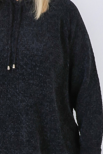 Plus Size Cosy Chenille Hoodie in Charcoal for winter 