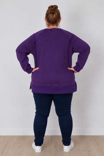 Plus Size Deep V Neck Purple Sweater Top