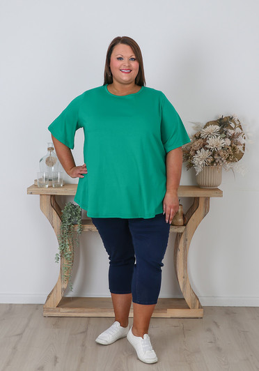 Plus Size Round Neck Tee In Emerald