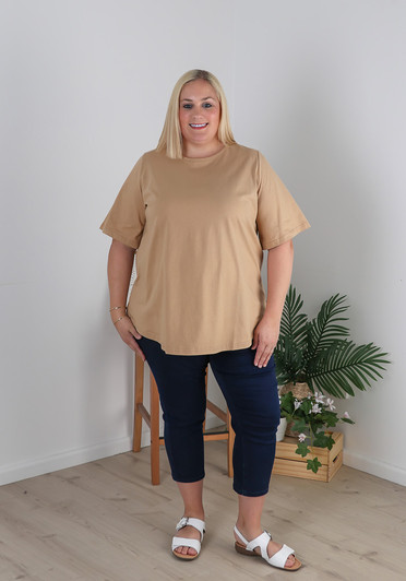 Plus Size Round Neck Tee In Latte
