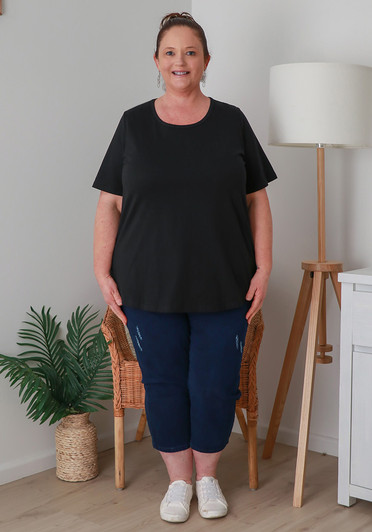 Plus Size Cotton Round Neck Everyday Tee In Black