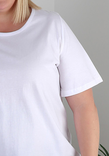 Plus Size Cotton Round Neck Everyday Tee In White