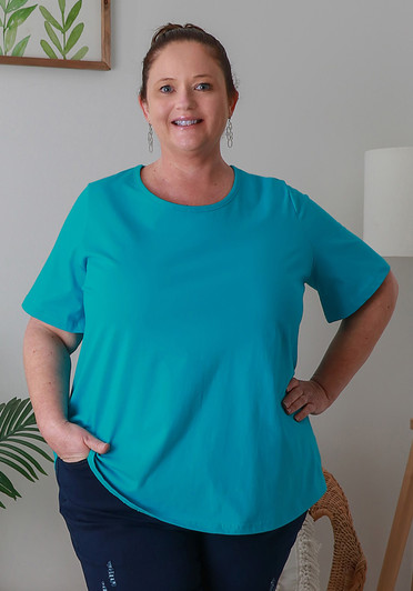 Plus Size Cotton Round Neck Everyday Tee In Blue