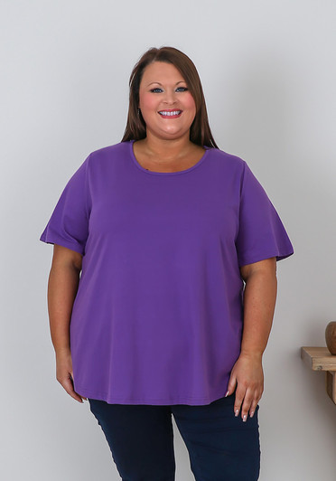 Plus Size Cotton Round Neck Everyday Tee In Purple