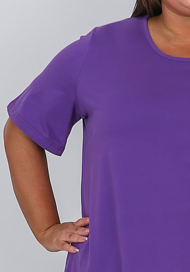 Plus Size Cotton Round Neck Everyday Tee In Purple