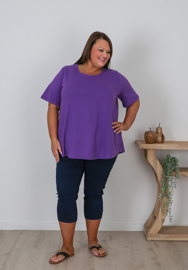Plus Size Round Neck Everyday Tee In Purple