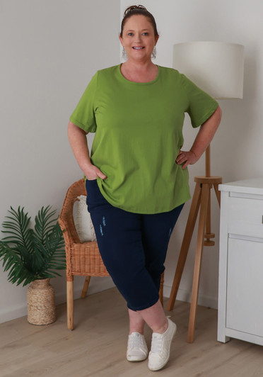 Plus Size Cotton Round Neck Everyday Tee In Pistachio