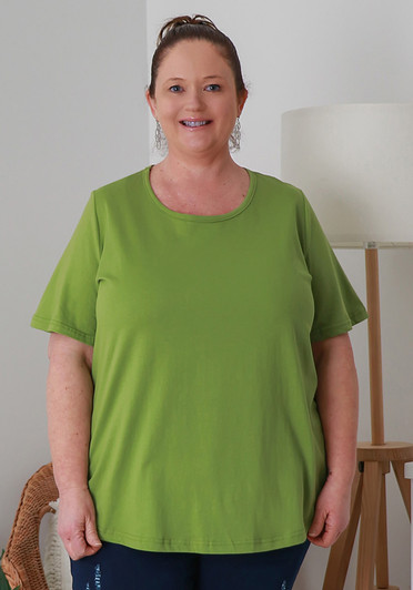 Plus Size Cotton Round Neck Everyday Tee In Pistachio