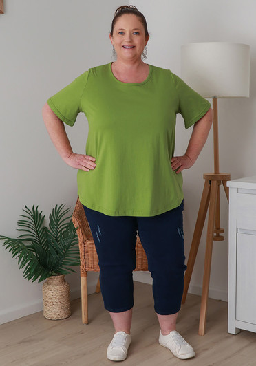 Plus Size Cotton Round Neck Everyday Tee In Pistachio
