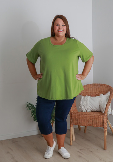 Plus Size Round Neck Everyday Tee In Pistachio