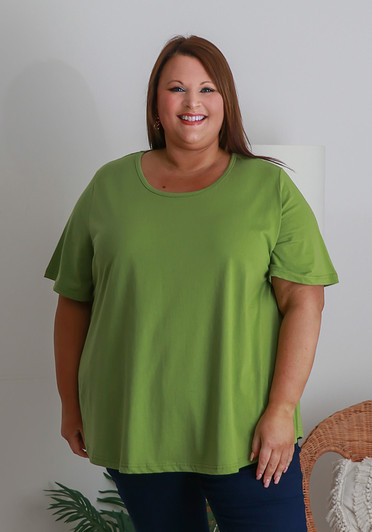 Plus Size Cotton Round Neck Everyday Tee In Pistachio
