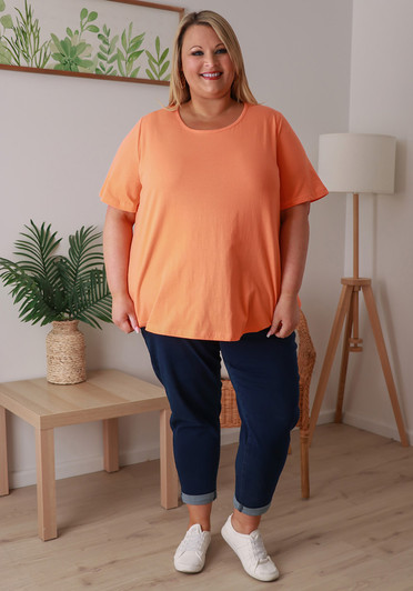 Plus Size Cotton Round Neck Everyday Tee In Orange