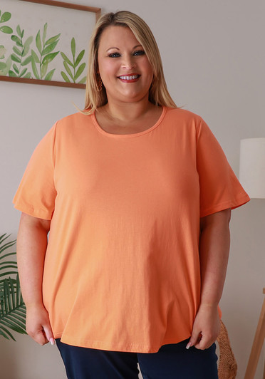 Plus Size Cotton Round Neck Everyday Tee In Orange