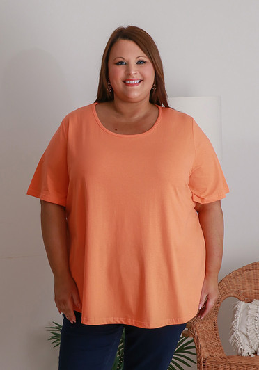 Plus Size Cotton Round Neck Everyday Tee In Orange