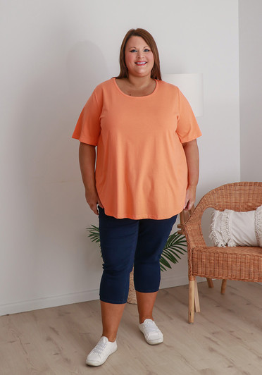 Plus Size Round Neck Everyday Tee In Orange