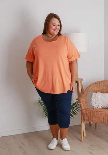 Plus Size Round Neck Everyday Tee In Orange