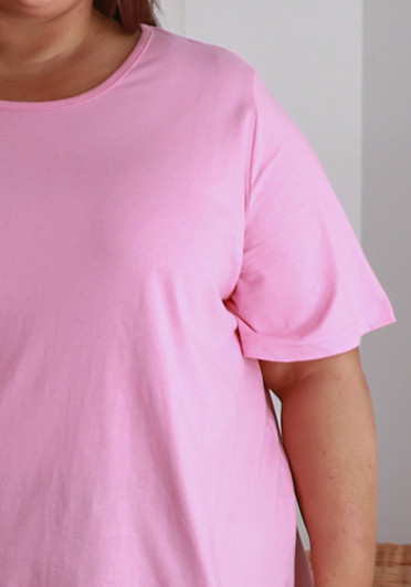 Plus Size Cotton Round Neck Everyday Tee In Pink