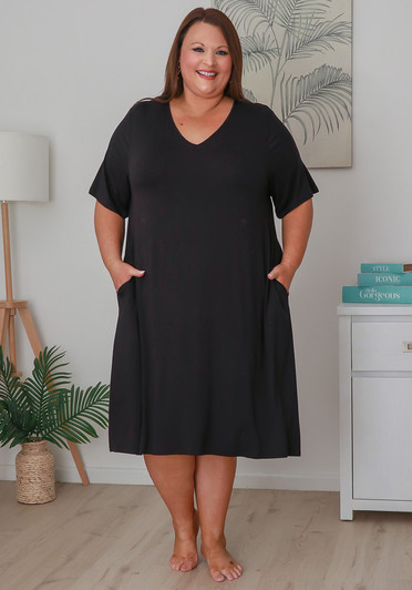 Plus Size Bamboo Nightie In Black