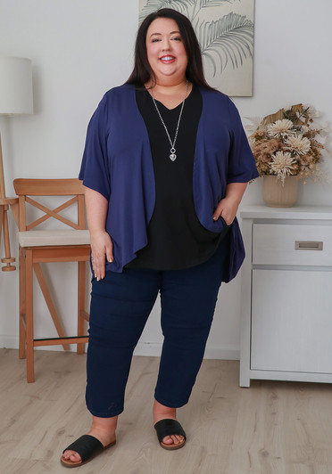 Plus Size Stretch Bolero In Navy