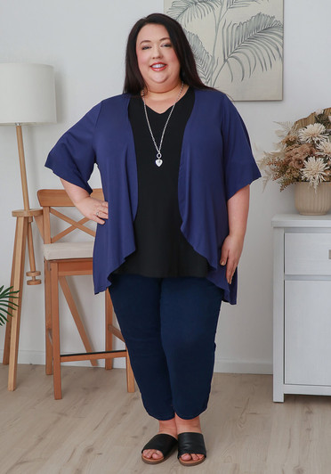 Plus Size Stretch Bolero In Navy