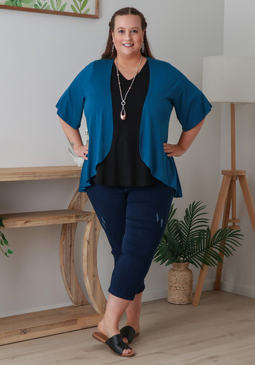 Plus Size Stretch Bolero In Teal