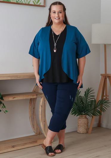 Plus Size Stretch Bolero In Teal
