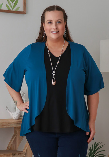 Plus Size Stretch Bolero In Teal