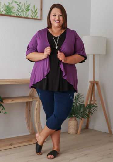 Plus Size Stretch Bolero In Purple