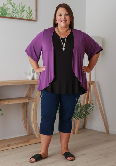 Plus Size Stretch Bolero In Purple