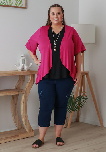 Plus Size Stretch Bolero In Magenta