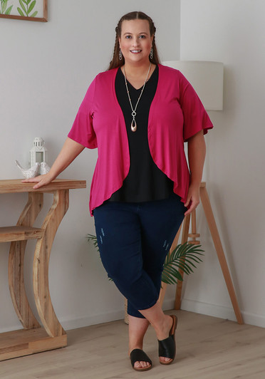 Plus Size Stretch Bolero In Magenta
