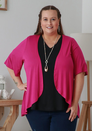 Plus Size Stretch Bolero In Magenta