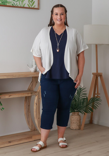 Plus Size Stretch Bolero In White