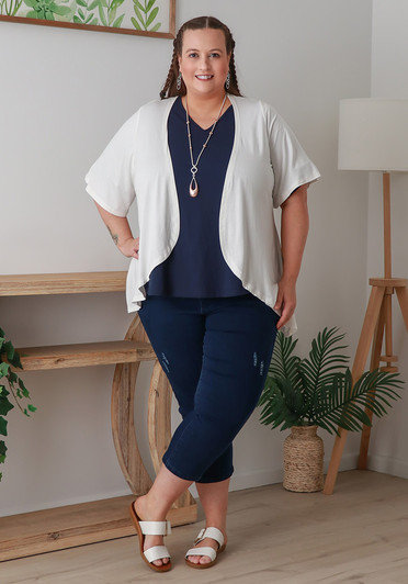 Plus Size Stretch Bolero In White