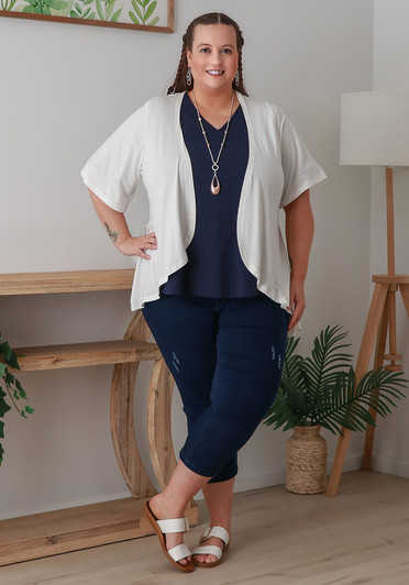 Plus Size Stretch Bolero In White