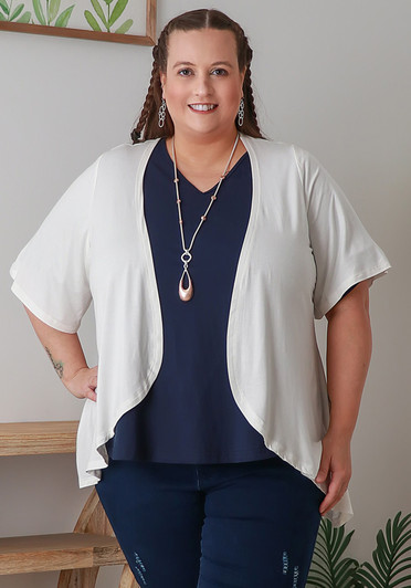 Plus Size Stretch Bolero In White