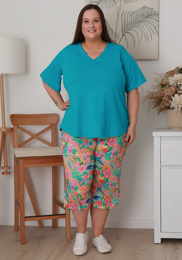 Plus Size Bamboo Crop Pant In Sundrenched Floral
