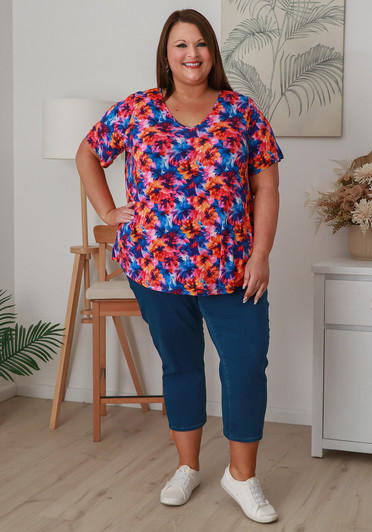 plus size floral short sleeve tee 