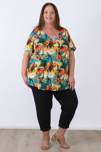 plus size Bamboo Tee In Hawaiian Sunset