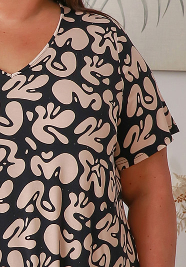 Plus Size Stretch Bamboo Tee In Black And Taupe