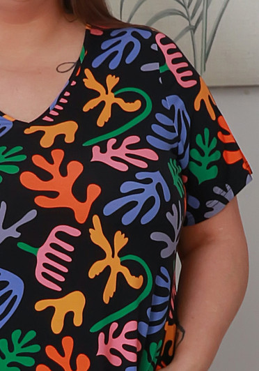 Stretch Bamboo Tee in Playful Pattern